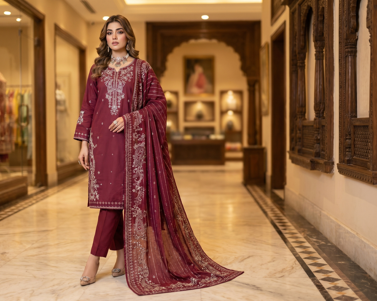 Premium Paisley Embroidered Cotton 3-Piece Suit Collection
