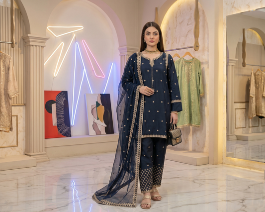 Luxury Raw Silk Embroidered 3-Piece Festive Collection