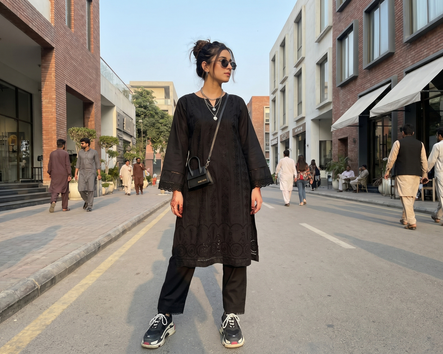 Midnight Chikankari Cotton 2-Piece Suit – Embroidered Kurta & Trouser Set
