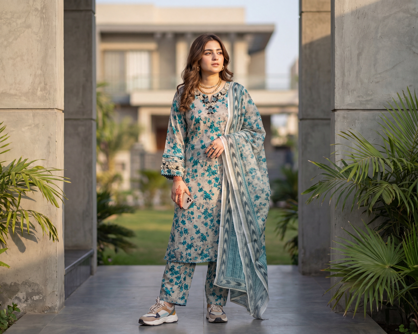Ivory Serenade Premium Lawn 3-Piece Suit – Embroidered Neckline & Schiffli Cutwork Set