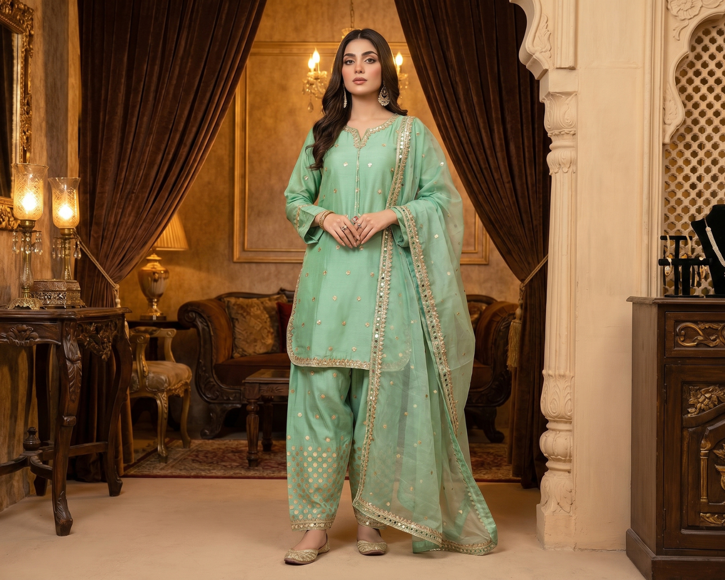 Luxury Raw Silk Embroidered 3-Piece Festive Collection