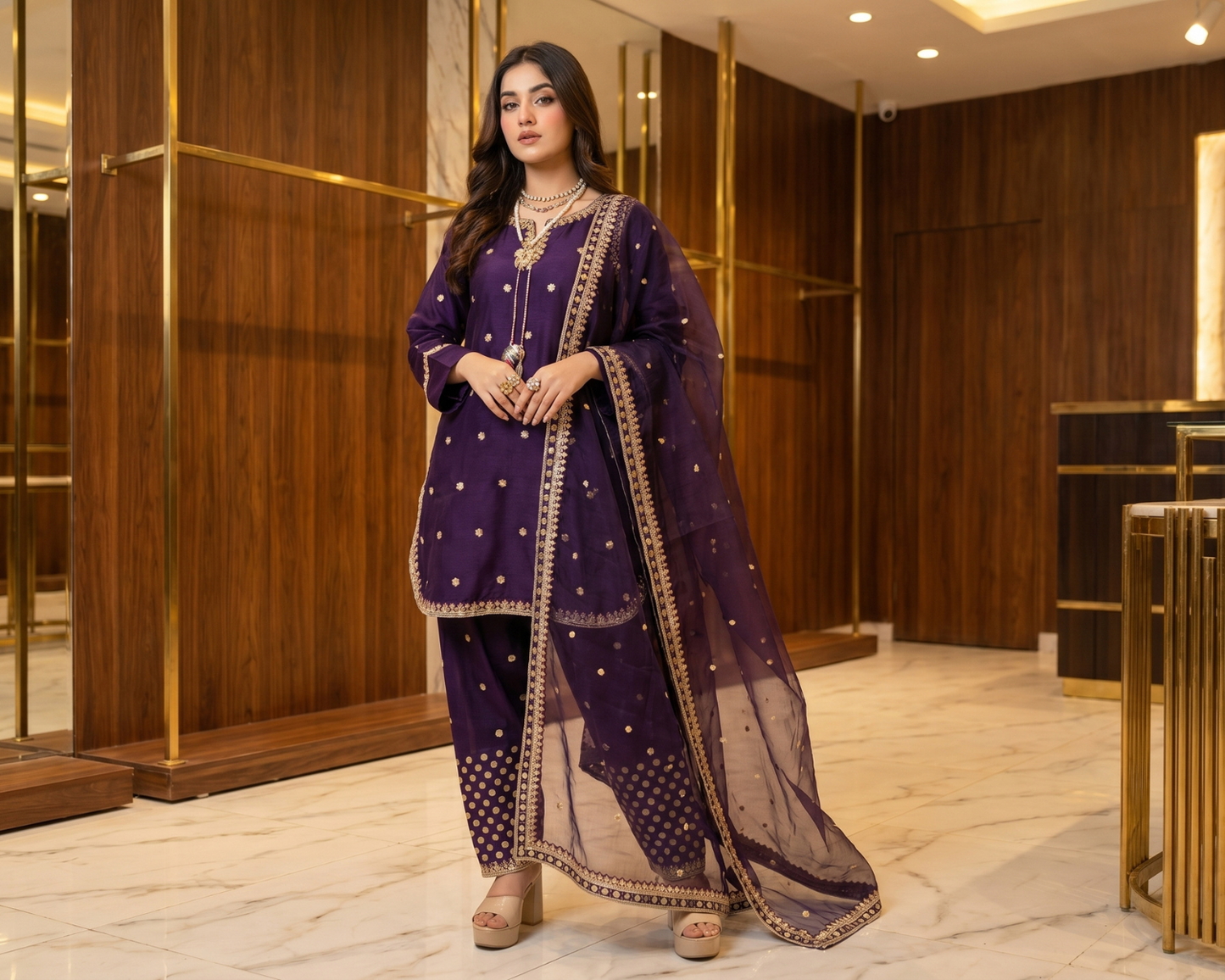 Luxury Raw Silk Embroidered 3-Piece Festive Collection