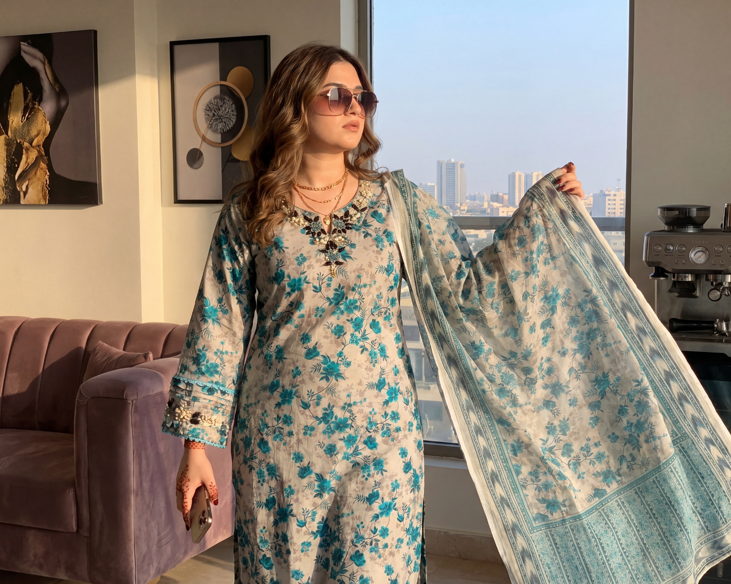 Ivory Serenade Premium Lawn 3-Piece Suit – Embroidered Neckline & Schiffli Cutwork Set
