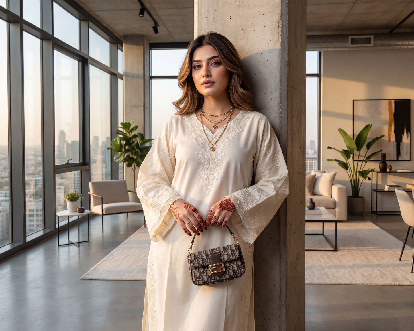 Ivory Grace Chikankari Cotton 2-Piece Suit – Embroidered Kurta & Trouser Set