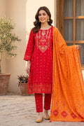 Luxury Red Hand Embroidered 3 Piece Suit – Festive & Party Wear for Women